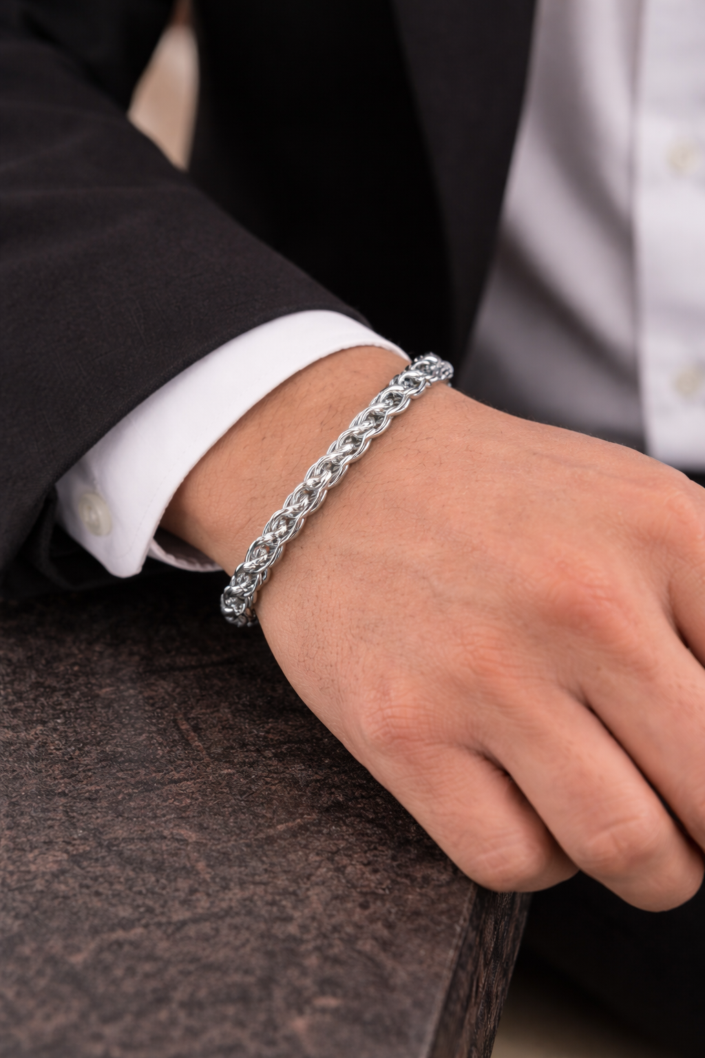 The Silver Alpha Wheat Chain Bracelet
