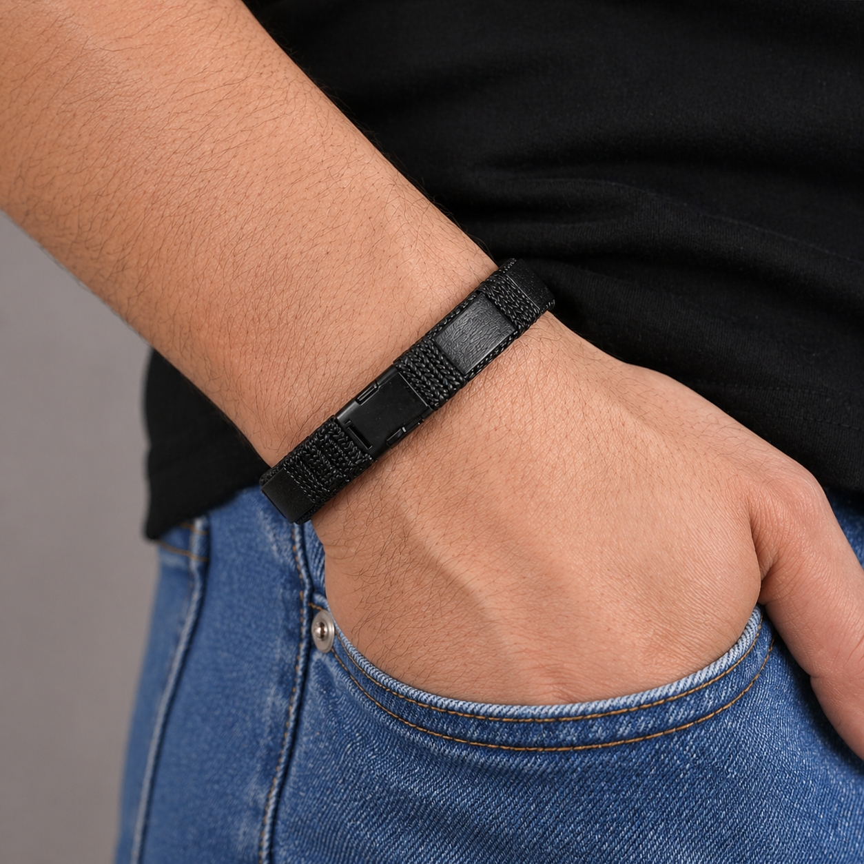 The Onyx Stealth Braided Bracelet | Matte Black Edition
