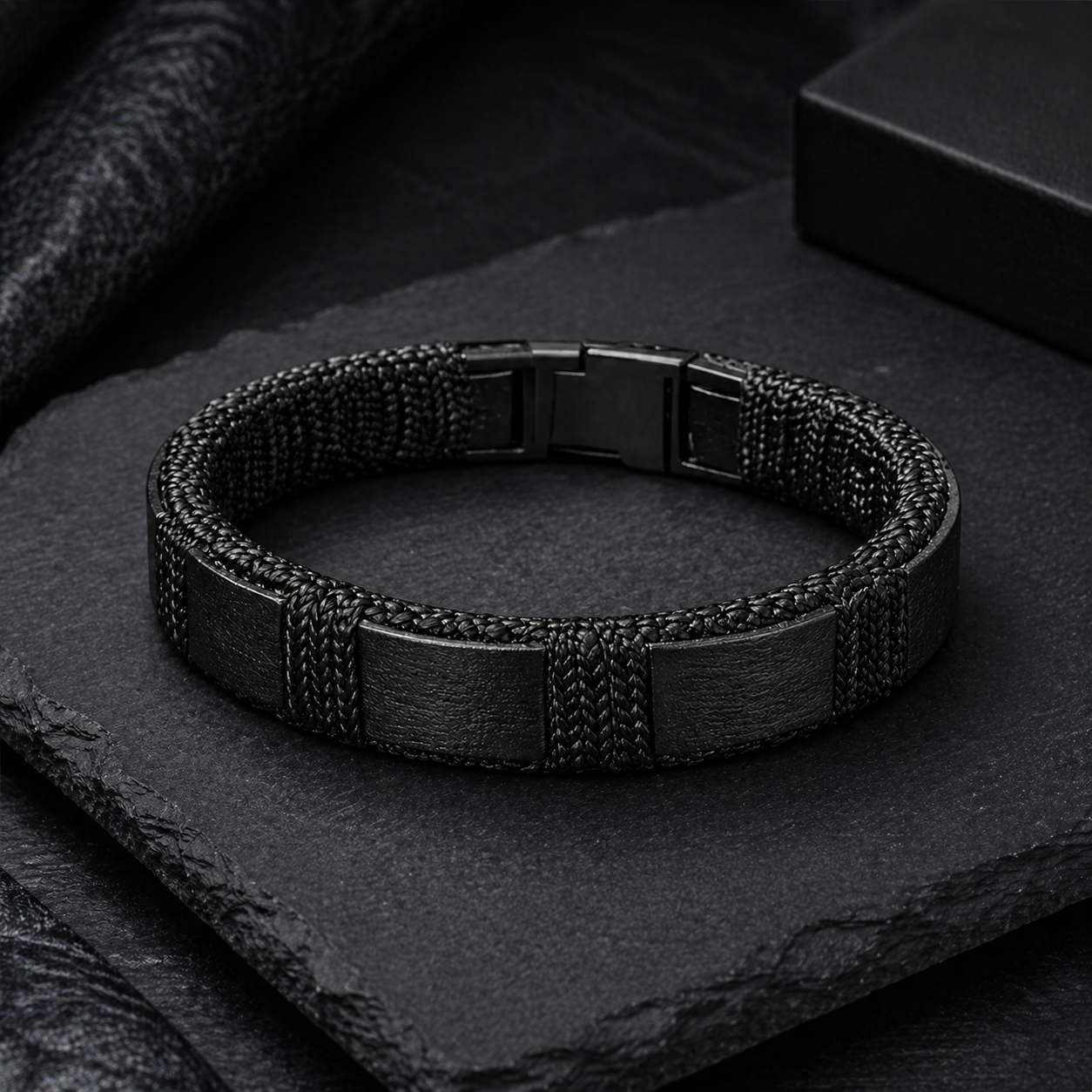 The Onyx Stealth Braided Bracelet | Matte Black Edition