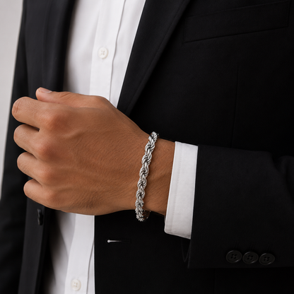 Silver Rope Chain Bracelet