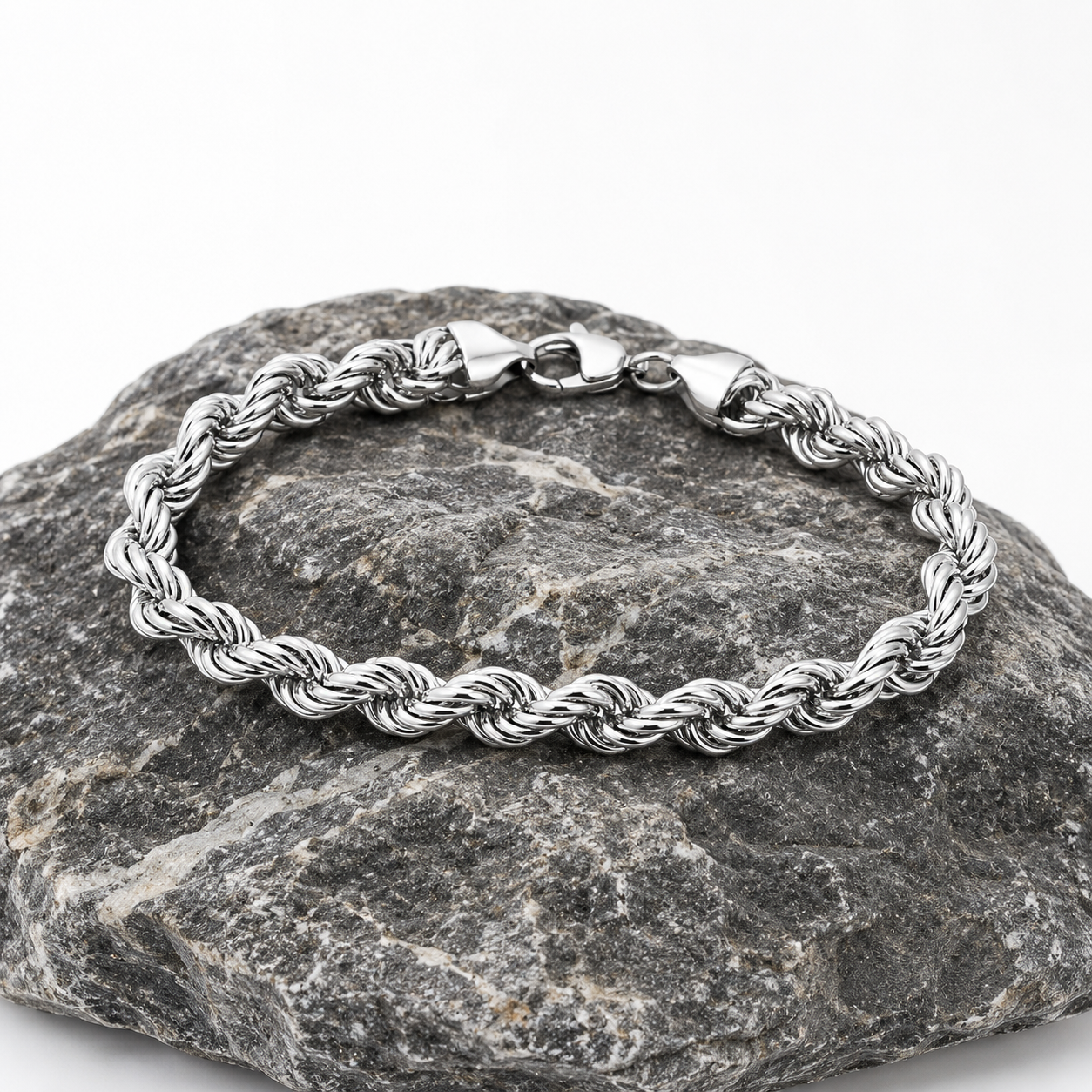 Silver Rope Chain Bracelet