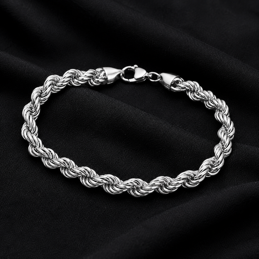 Silver Rope Chain Bracelet