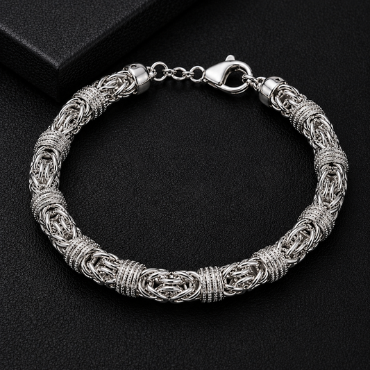 The Byzantine Elite Chain Bracelet | Silver Textured Edition