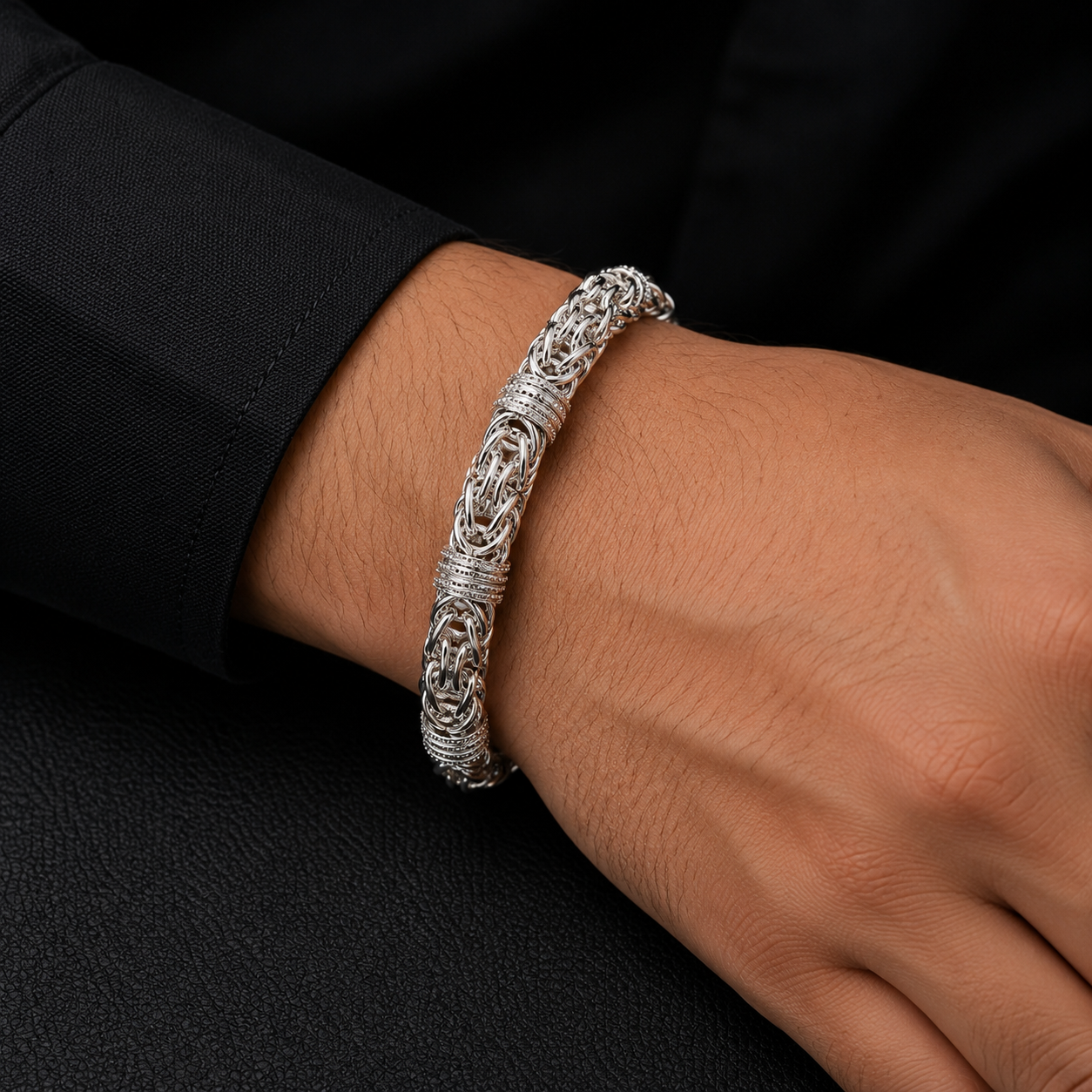 The Byzantine Elite Chain Bracelet | Silver Textured Edition