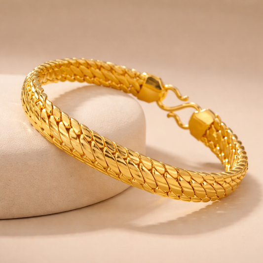 The 24K Gold-Finish Royal Snake Bone Bracelet | BoldCuff Signature