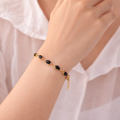 The Eternal Heart Link Bracelet | Gold Finish with Multi-Color Stones