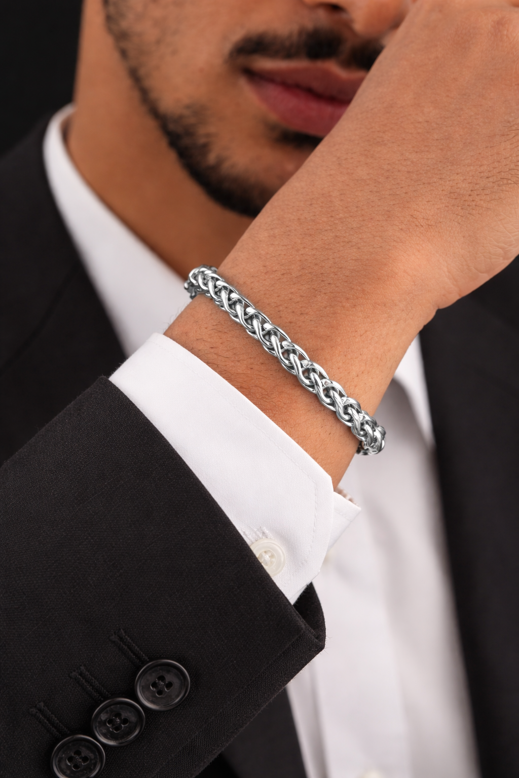 The Silver Alpha Wheat Chain Bracelet