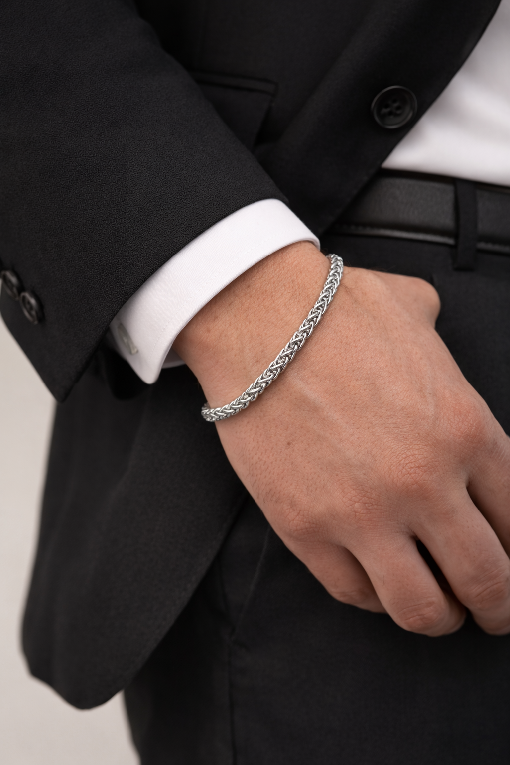 The Silver Alpha Wheat Chain Bracelet