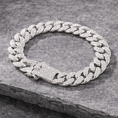 The Iced-Out Cuban Link Bracelet | Silver Finish