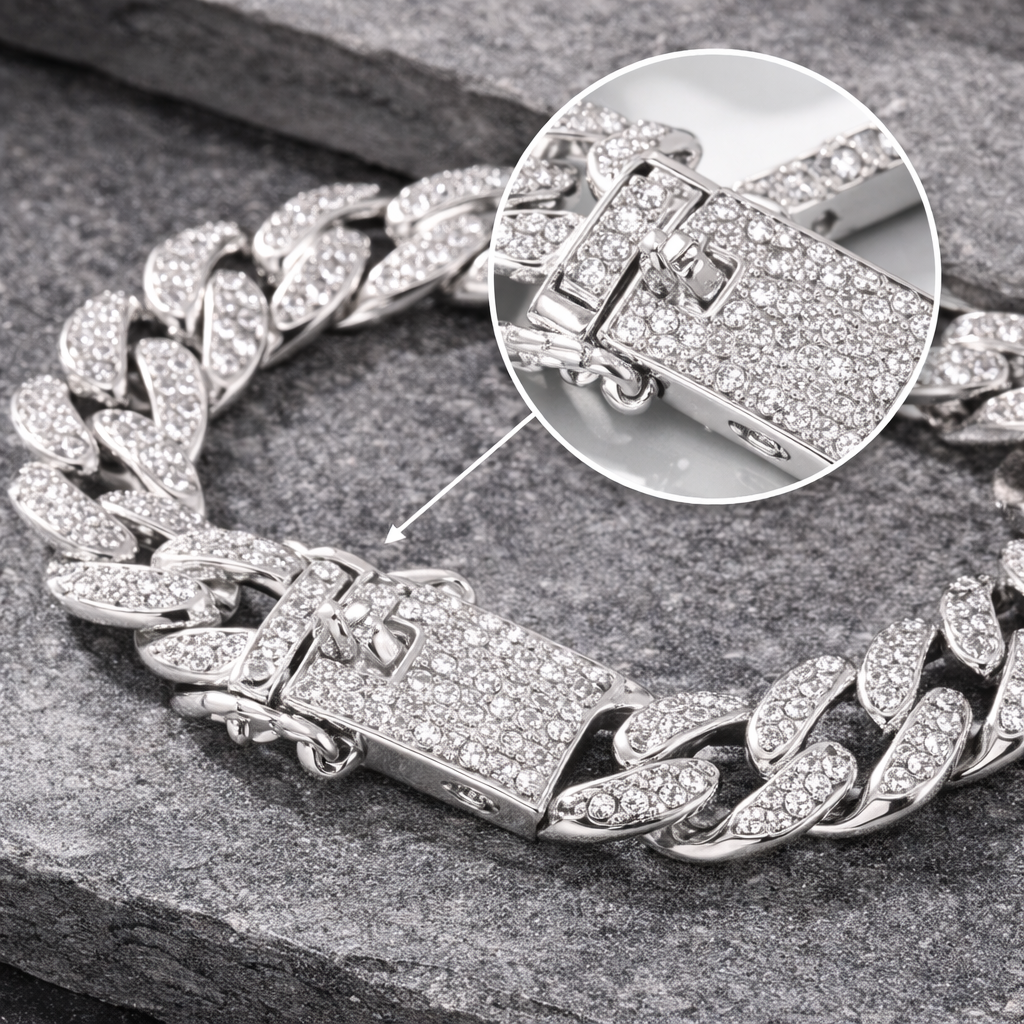 The Iced-Out Cuban Link Bracelet | Silver Finish
