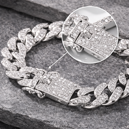 The Iced-Out Cuban Link Bracelet | Silver Finish