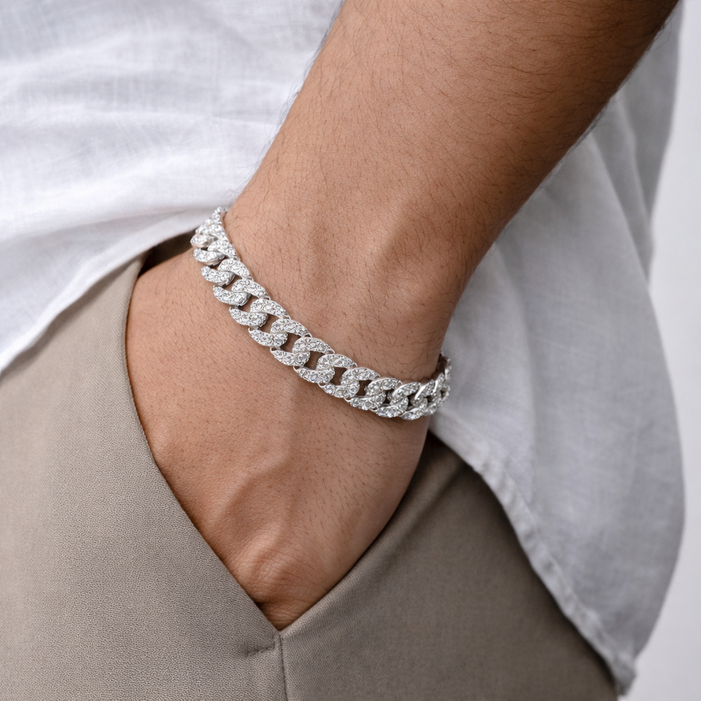 The Iced-Out Cuban Link Bracelet | Silver Finish