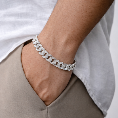 The Iced-Out Cuban Link Bracelet | Silver Finish