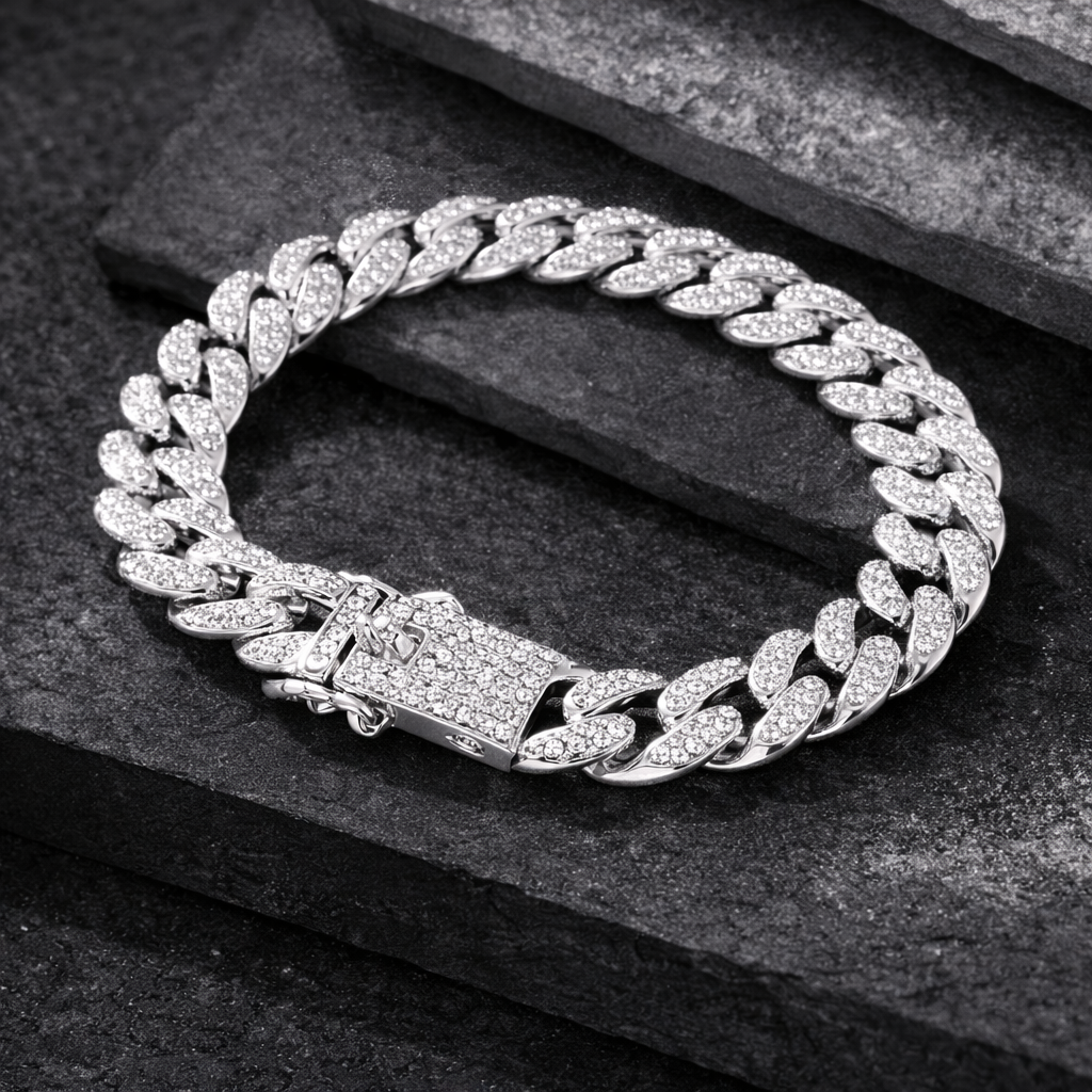 The Iced-Out Cuban Link Bracelet | Silver Finish