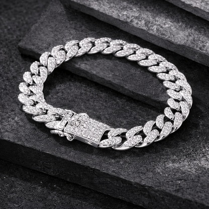 The Iced-Out Cuban Link Bracelet | Silver Finish