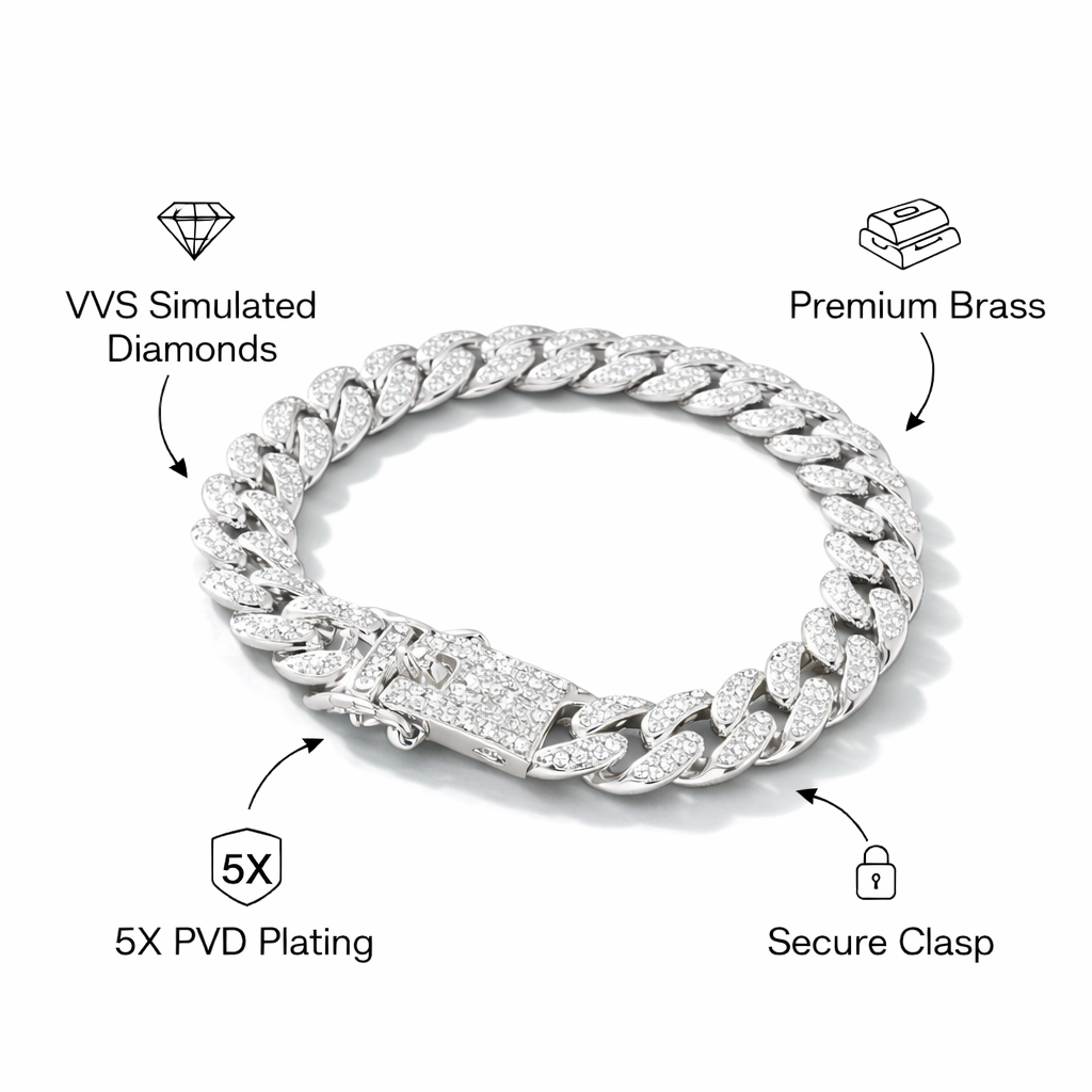 The Iced-Out Cuban Link Bracelet | Silver Finish