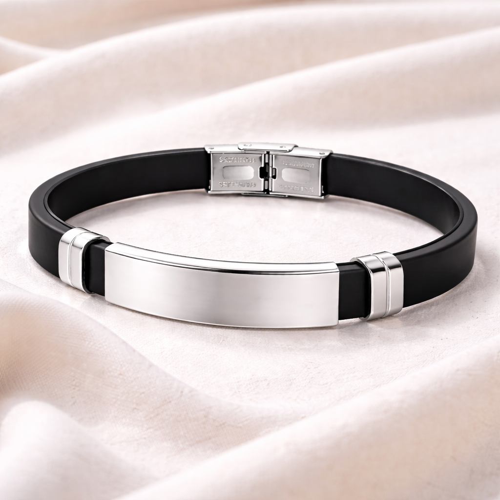 The Stealth Urban ID Bracelet | Matte Black & Silver