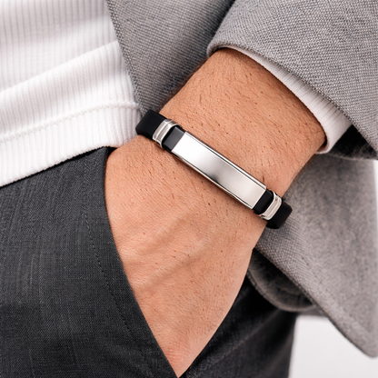 The Stealth Urban ID Bracelet | Matte Black & Silver