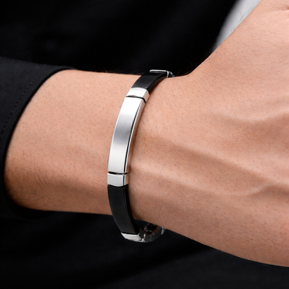 The Stealth Urban ID Bracelet | Matte Black & Silver