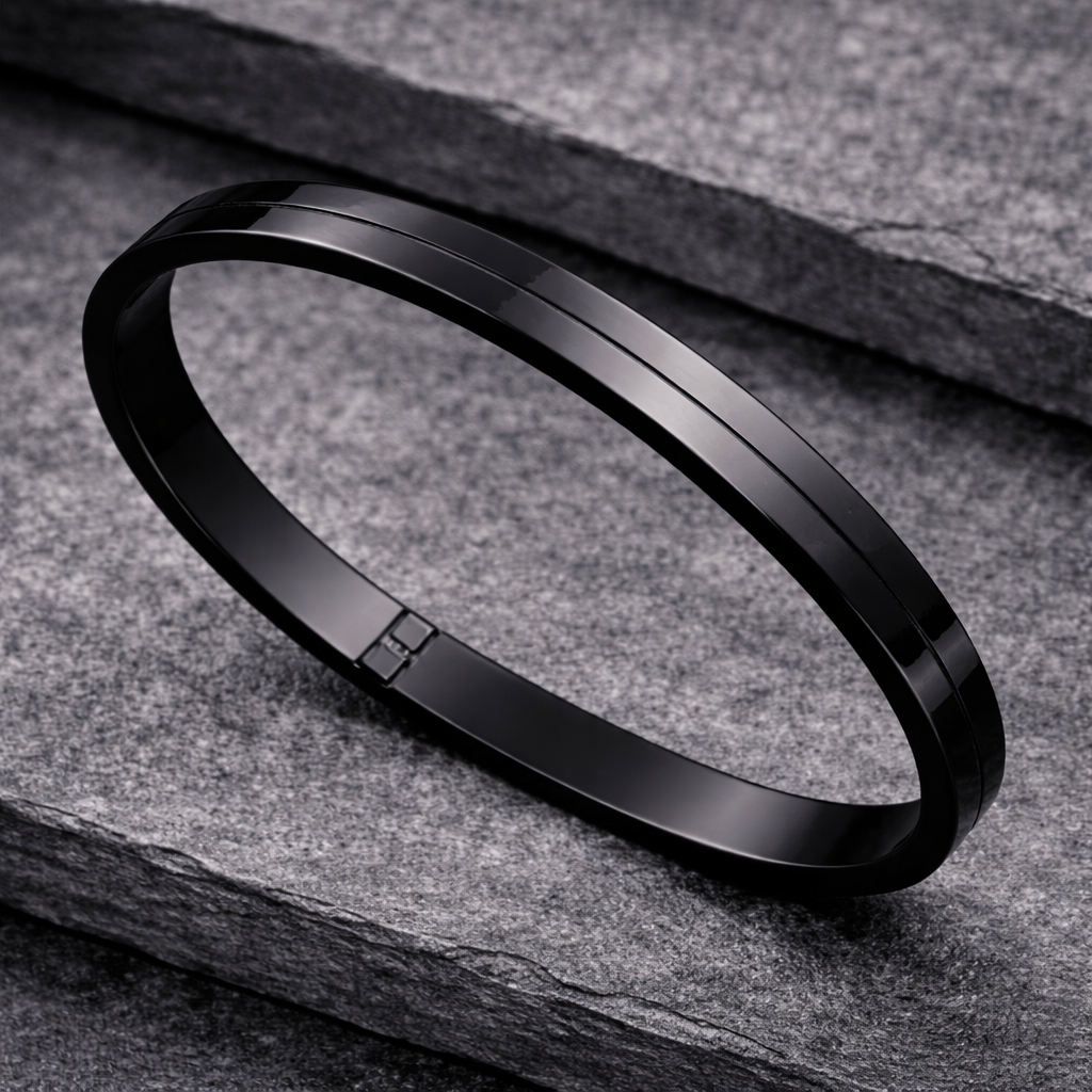 The Onyx Shadow Cuff | Dual-Finish Matte & Glossy Black