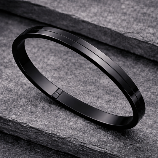 The Onyx Shadow Cuff | Dual-Finish Matte & Glossy Black