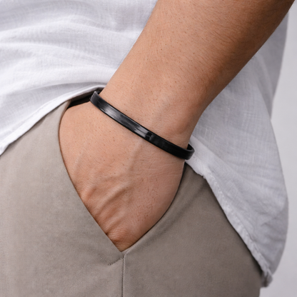 The Onyx Shadow Cuff | Dual-Finish Matte & Glossy Black
