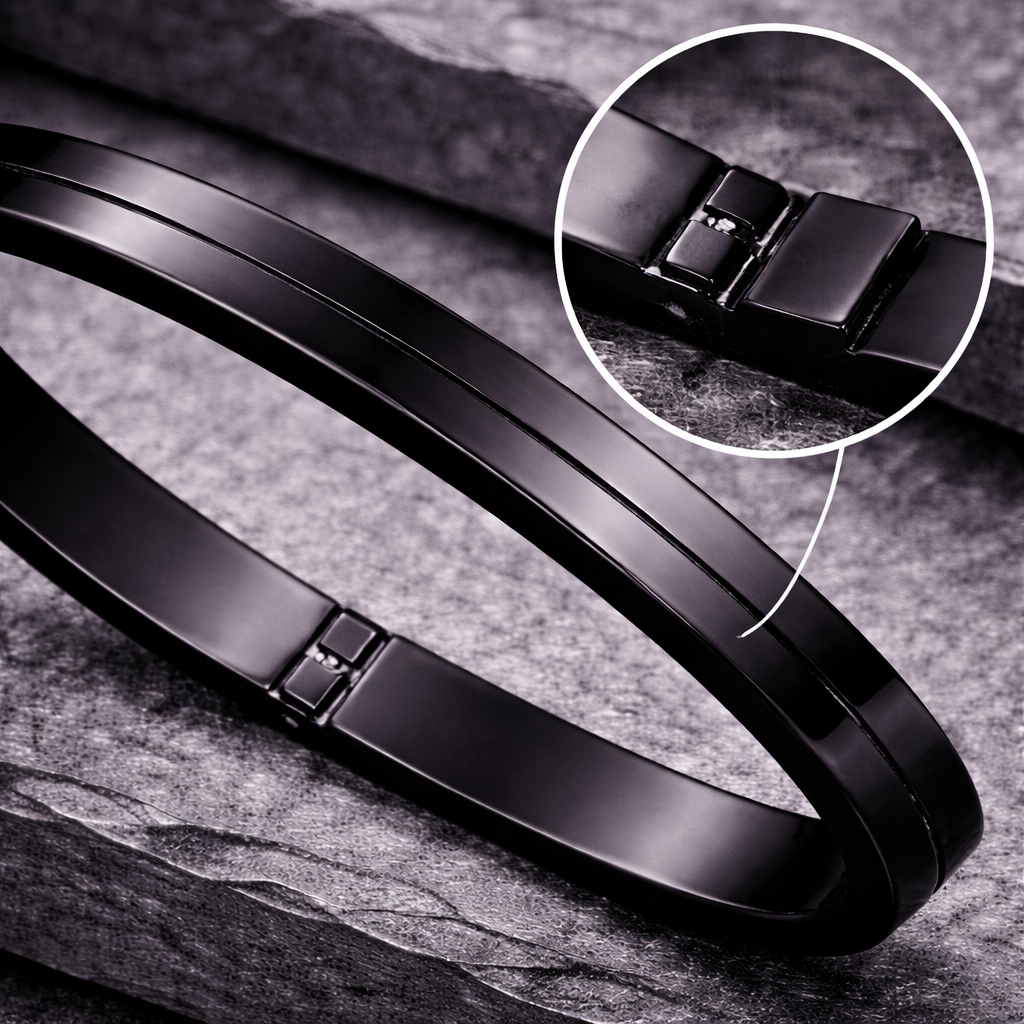 The Onyx Shadow Cuff | Dual-Finish Matte & Glossy Black