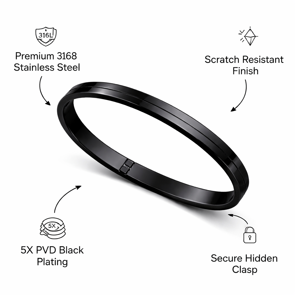 The Onyx Shadow Cuff | Dual-Finish Matte & Glossy Black