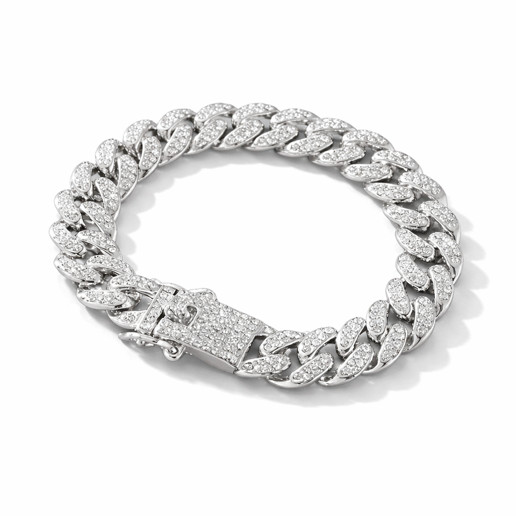 The Iced-Out Cuban Link Bracelet | Silver Finish