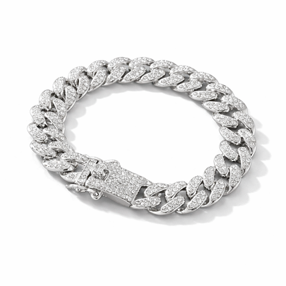 The Iced-Out Cuban Link Bracelet | Silver Finish
