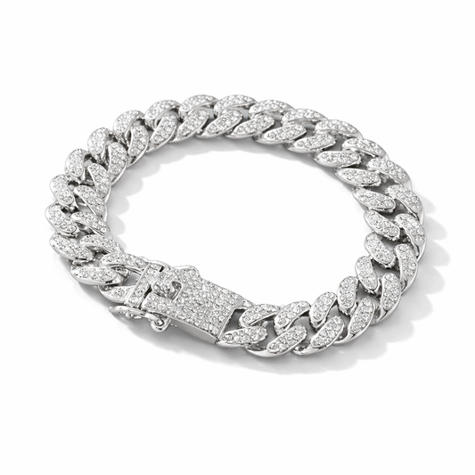 The Iced-Out Cuban Link Bracelet | Silver Finish