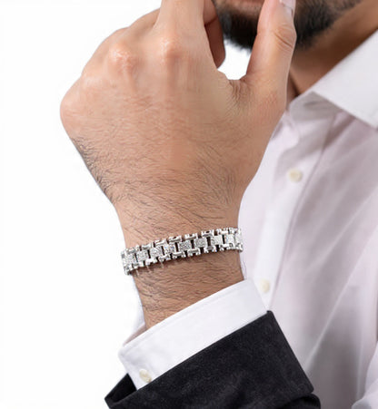 The Iced H-Link Luxe Bracelet | Brilliant Silver Edition